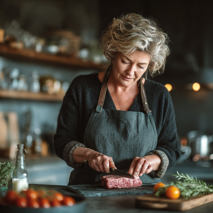 Літні люди готують здорову їжу